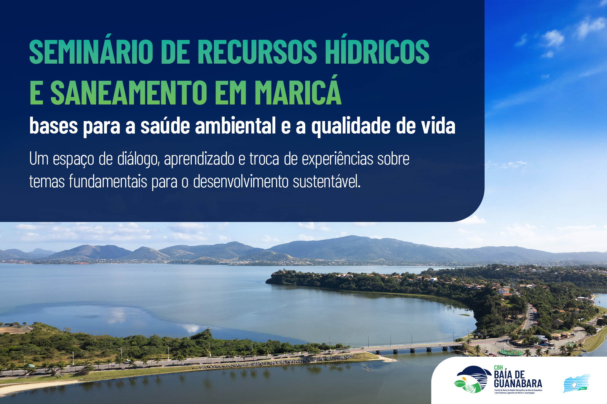 imagem do sistema lagunar de maricá com o informações sobre o seminário de recursos hídricos